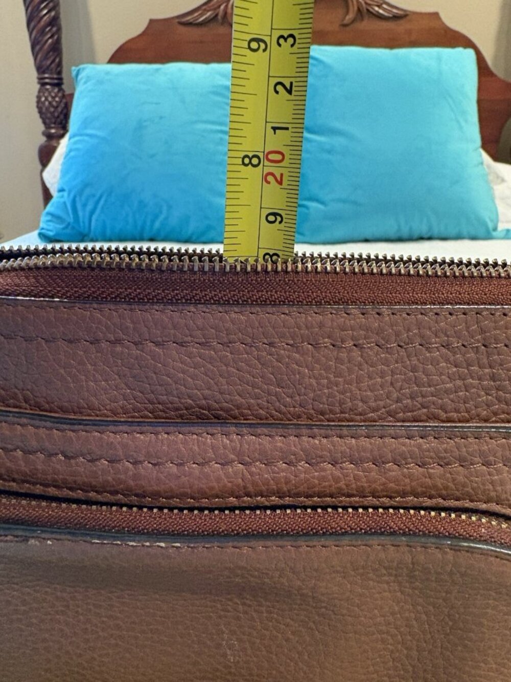 Nordstrom Women's Crossbody Bag Brown Leather Pebbled Zipper Snap Pockets GUC - Picture 15 of 15